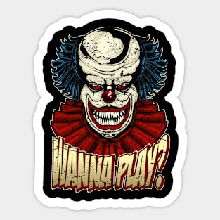 Wanna Play Horror Clown Sticker